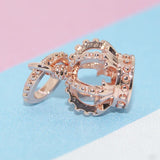 Pink Crown Rose Bead Pendant Charms 925 Bracelet Necklace DIY Women J