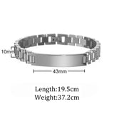 10mm Punk Engraved Name Date Bracelet Stainless Steel Bangle