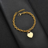 Engraved Name Heart Bracelets Women Personalized Stainless Steel DIY Jewelry