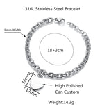 Engraved Name Heart Bracelets Women Personalized Stainless Steel DIY Jewelry