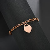 Engraved Name Heart Bracelets Women Personalized Stainless Steel DIY Jewelry