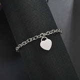 Engraved Name Heart Bracelets Women Personalized Stainless Steel DIY Jewelry