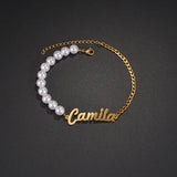 Personalized Asymmetric Chain Name Bracelet Stainless Steel Bangle