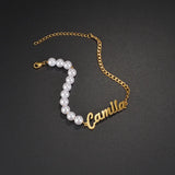 Personalized Asymmetric Chain Name Bracelet Stainless Steel Bangle