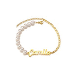 Personalized Asymmetric Chain Name Bracelet Stainless Steel Bangle