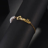 Personalized Asymmetric Chain Name Bracelet Stainless Steel Bangle