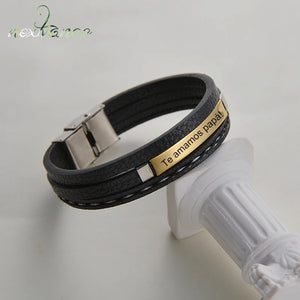 Personalized Name Bracelet Engraved Date Bangle Family Women Men Gift