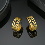 Classic Name Earrings Stainless Steel Personalized Letter Ear Studs