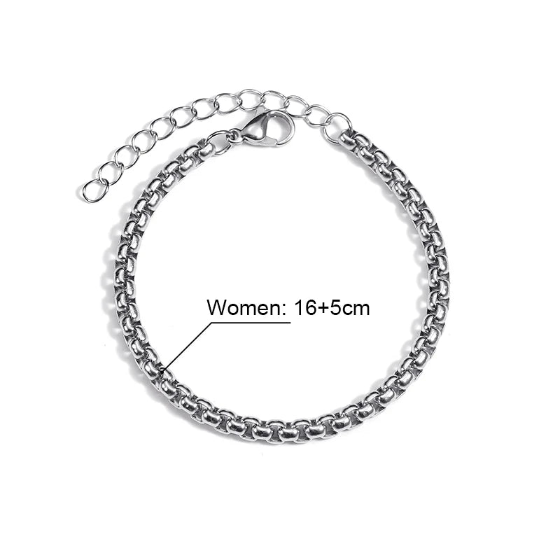 Square Pearl Chain Bracelets Stainless Steel Hiphop Punk Jewelry