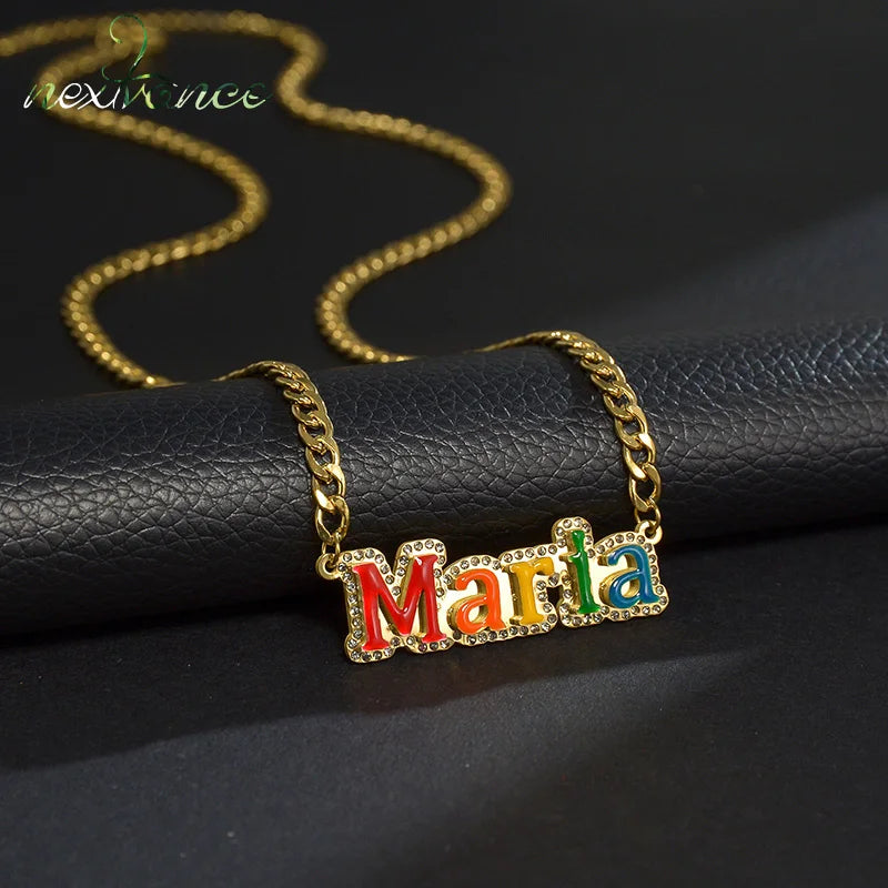 Personalized Stainless Steel Name Necklace 4mm NK Cuban Thick Chain Pendant