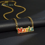 Personalized Stainless Steel Name Necklace 4mm NK Cuban Thick Chain Pendant