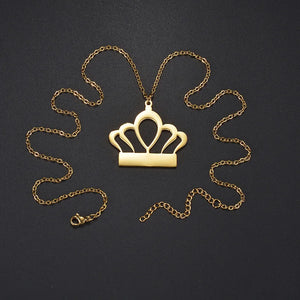 Stainless Steel Crown Necklace Engraved Name ID Jewelry Gift