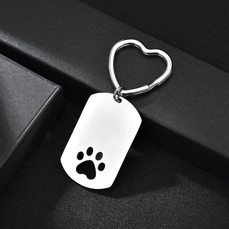 Personalized Dog Tag Photo Keychain with Engraved Message