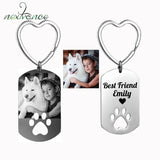 Personalized Dog Tag Photo Keychain with Engraved Message