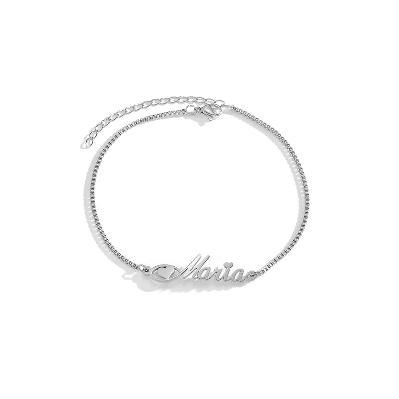Nextvance Heart Name Bracelet Stainless Steel Personalized Letter Bangle