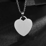 Stainless Steel Heart Pendant Chain Necklace Photo Name Engrave ID Jewelry Gift
