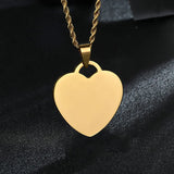Stainless Steel Heart Pendant Chain Necklace Photo Name Engrave ID Jewelry Gift