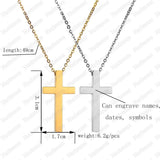 Personalized Cross Necklace Engraved Name Pendant Stainless Steel