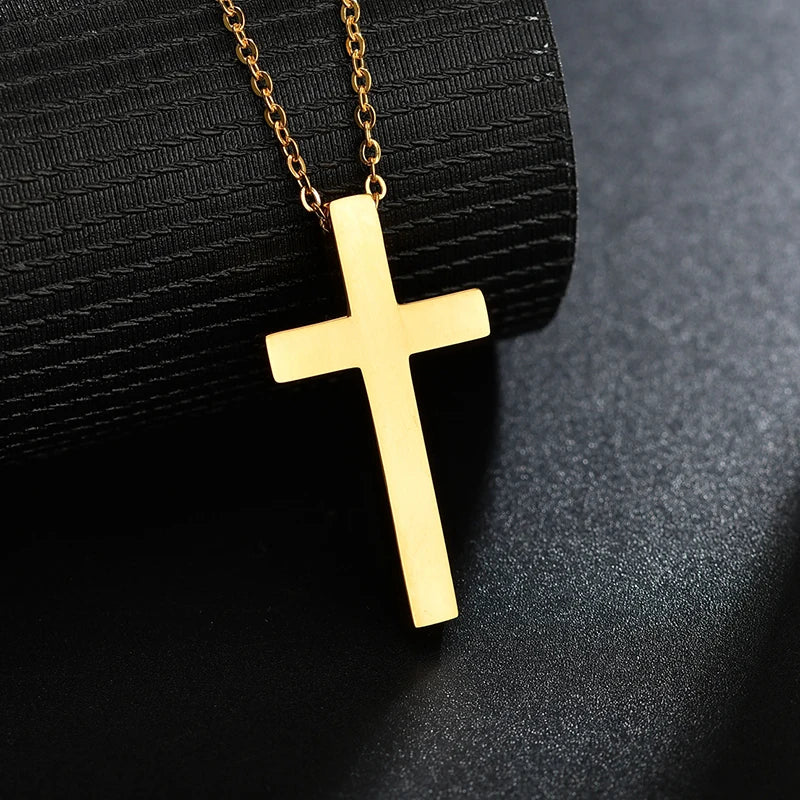Personalized Cross Necklace Engraved Name Pendant Stainless Steel