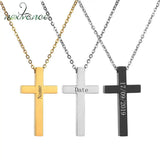 Personalized Cross Necklace Engraved Name Pendant Stainless Steel