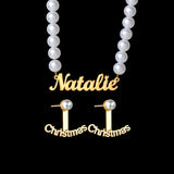 Stainless Steel Nameplate Bead Jewelry Set Personalized Earrings Rings