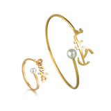 Stainless Steel Nameplate Bead Jewelry Set Personalized Earrings Rings
