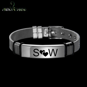 Engraved Date Steel Bracelet for Men - Personalized Couple Cuff Bangle