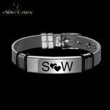 Engraved Date Steel Bracelet for Men - Personalized Couple Cuff Bangle