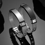 Engraved Date Steel Bracelet for Men - Personalized Couple Cuff Bangle