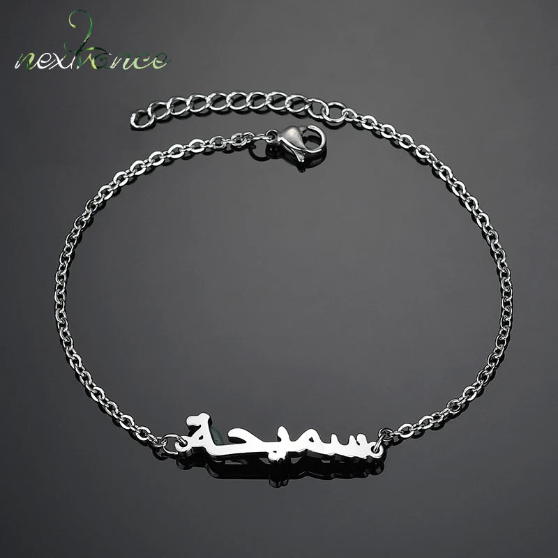 Arabic Name Bracelet Stainless Steel ID Personalized Bracelets For Women Men