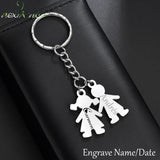 Customize Engrave Two Name Date Keychain for Baby Birthday Gift