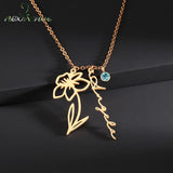 Custom Name Necklace with Birthstone - Personalized Stainless Steel Jewelry Gift