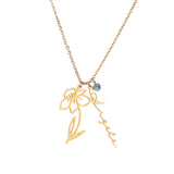 Custom Name Necklace with Birthstone - Personalized Stainless Steel Jewelry Gift