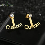Zircon Earring Stainless Steel Ear Stud Youth Couple Earrings Women
