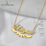 Stainless Steel Name Necklace Personalized Letter Wing Necklace