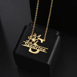 Flower Art Font Name Necklace Personalized Jewelry
