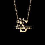 Flower Art Font Name Necklace Personalized Jewelry