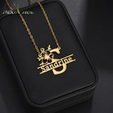 Flower Art Font Name Necklace Personalized Jewelry