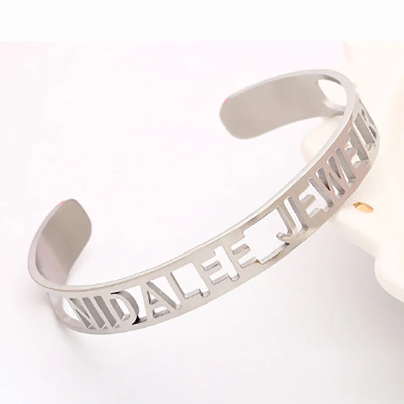 Butterfly Nameplate Bracelet 10mm Stainless Steel Lover Women Jewelry