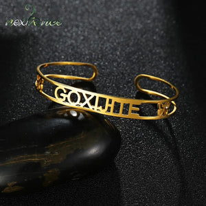 Nextvance Butterfly Nameplate Bracelet Stainless Steel Adjustable Bangle