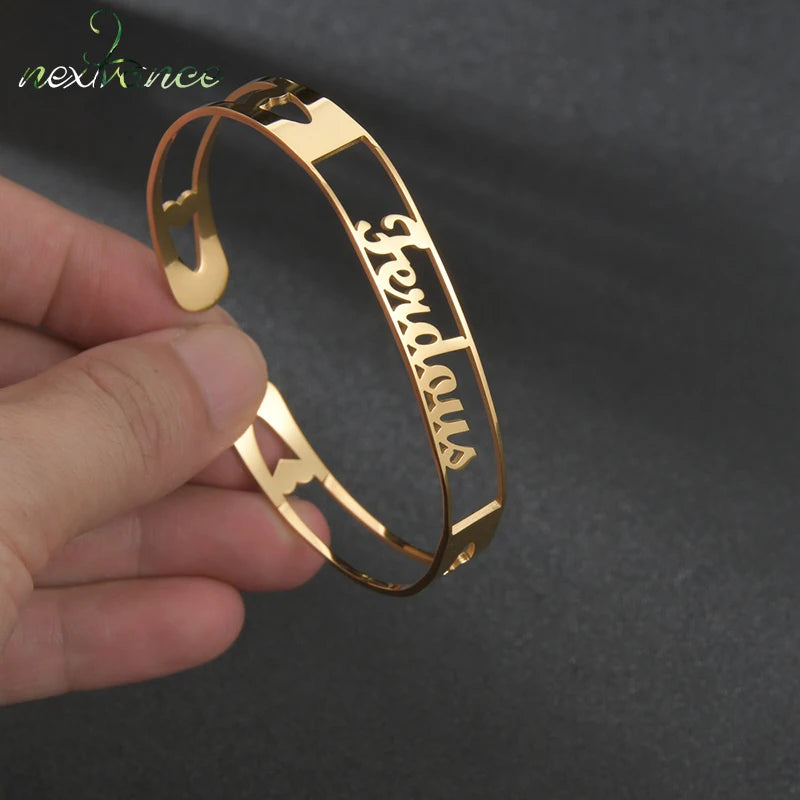 Nextvance Name Heart Nameplate Bracelet Personalized Cuff Bangles