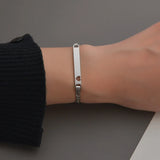Nameplate Heart Bracelet Stainless Steel Engraving Id Tag Chain