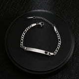 Nameplate Heart Bracelet Stainless Steel Engraving Id Tag Chain