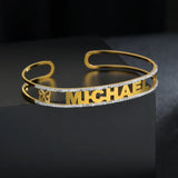 Nextvance Nameplate Bracelet Stainless Steel Zircon Cuff Bangle