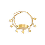 Double Layer Star Name Bracelet Stainless Steel Personalized Engrave Letter Bang