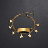 Double Layer Star Name Bracelet Stainless Steel Personalized Engrave Letter Bang
