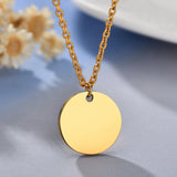 Engrave Month Symbol Rose Flower Necklaces Coin Necklace Stainless Steel Chain