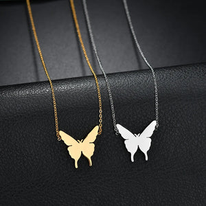 Engraved Name Necklace Personalized Clover Butterfly Cat Family Gift