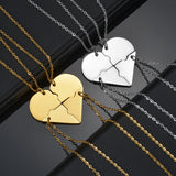 Engraved Name Necklace Stainless Steel Letter Heart Puzzle Pendant