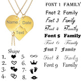 Engraved Name Necklace Stainless Steel Letter Heart Puzzle Pendant
